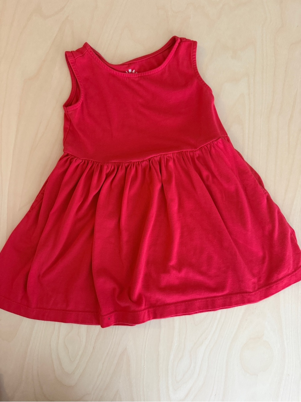 Primary Bright Red Sleeveless Dress with pockets for Kids